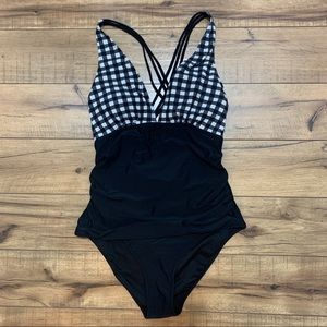 Cupshe Buffalo Check Crisscross Swimsuit - Size Large